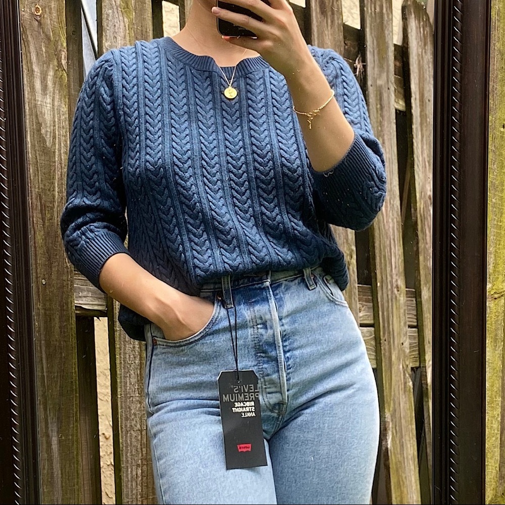 Thick Blue Wool Sweater from H&M in Size Large